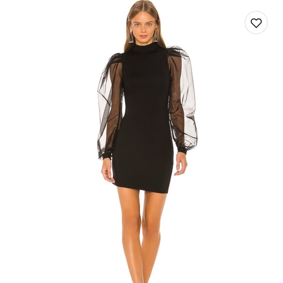 NBD Black Dress with Sheer Long Sleeves - Picture 1 of 6